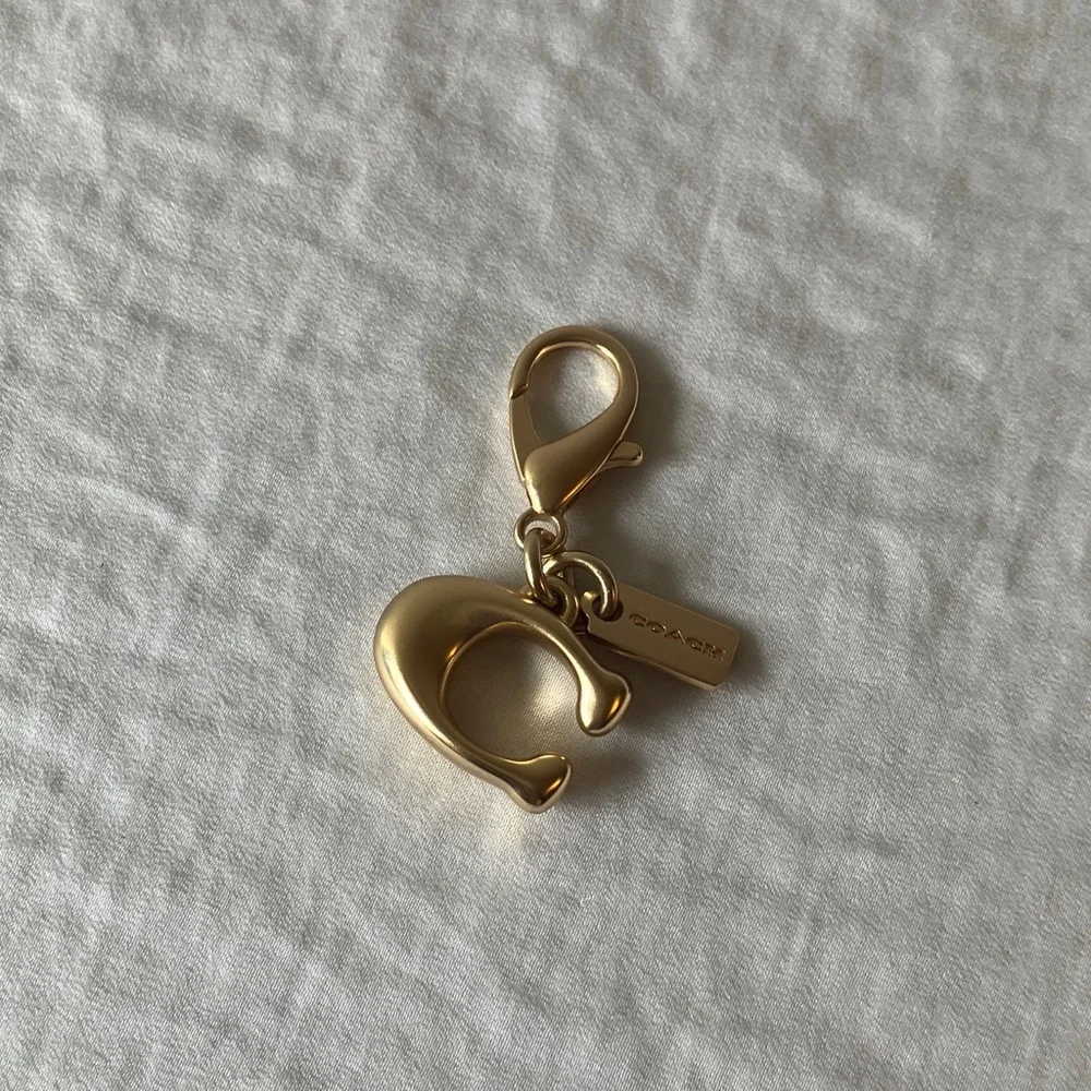 Coach: Metallic Gold Tone Key Holder Charm